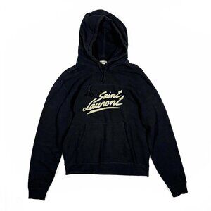 Saint Laurent 50s Signature Logo Hoodie Black Size M 2020
